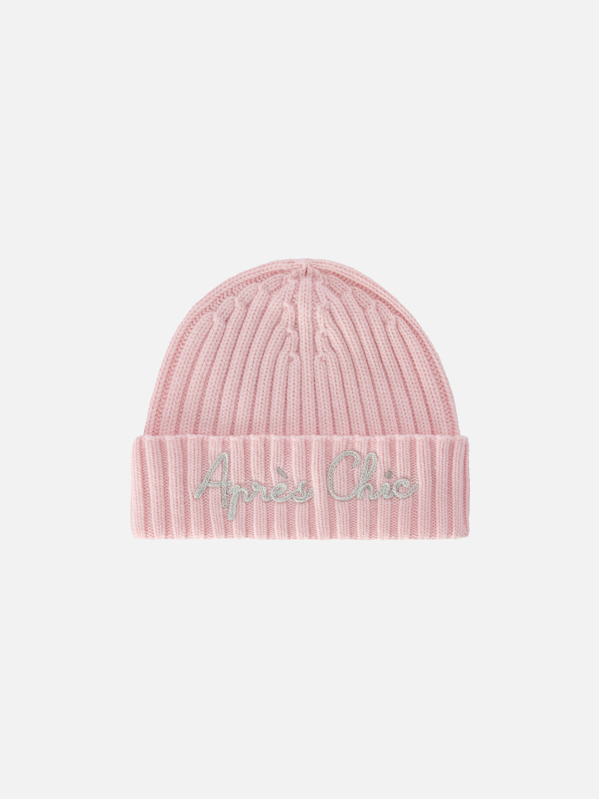 Pink Wengen beanie with Après Chic embroidery
