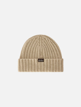 Gorro beanie Wengen beige con bordado Fabulous 