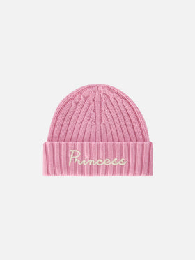 Pink Wengen beanie with Princess embroidery