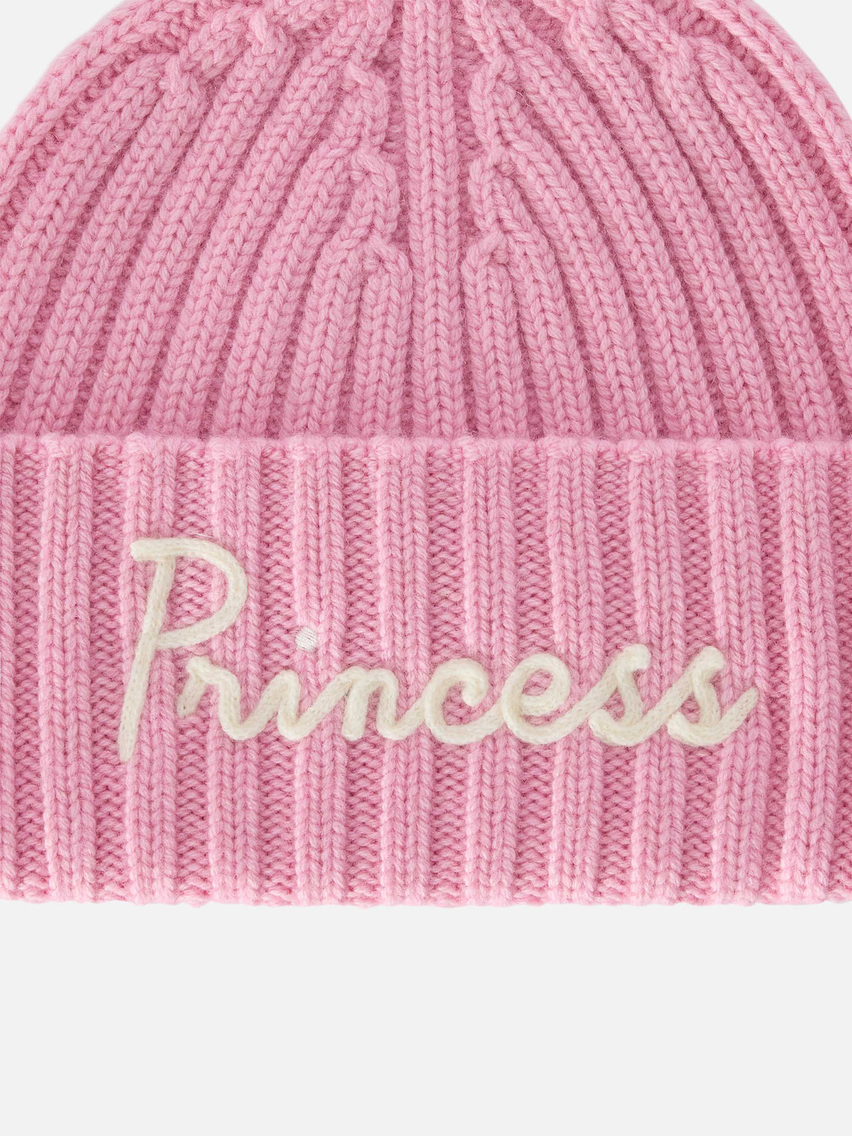 Pink Wengen beanie with Princess embroidery