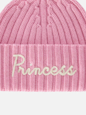 Pink Wengen beanie with Princess embroidery