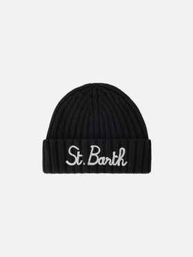 Black Wengen beanie with logo embroidery