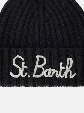 Black Wengen beanie with logo embroidery