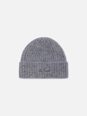 Bonnet Wengen gris en mélange d’alpaga avec broderie logo 