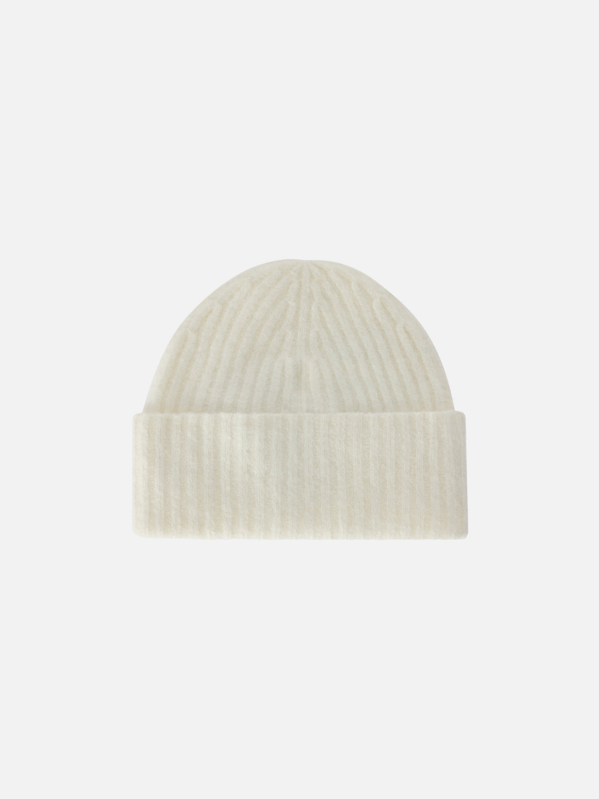 Gorro beanie Wengen color off white en mezcla de alpaca con bordado del logo 
