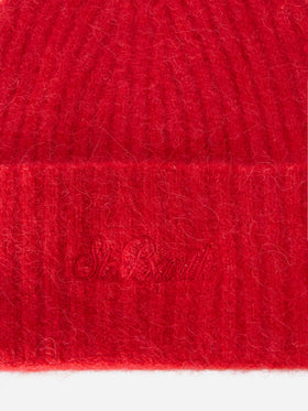 Red stretch alpaca hat Wengen