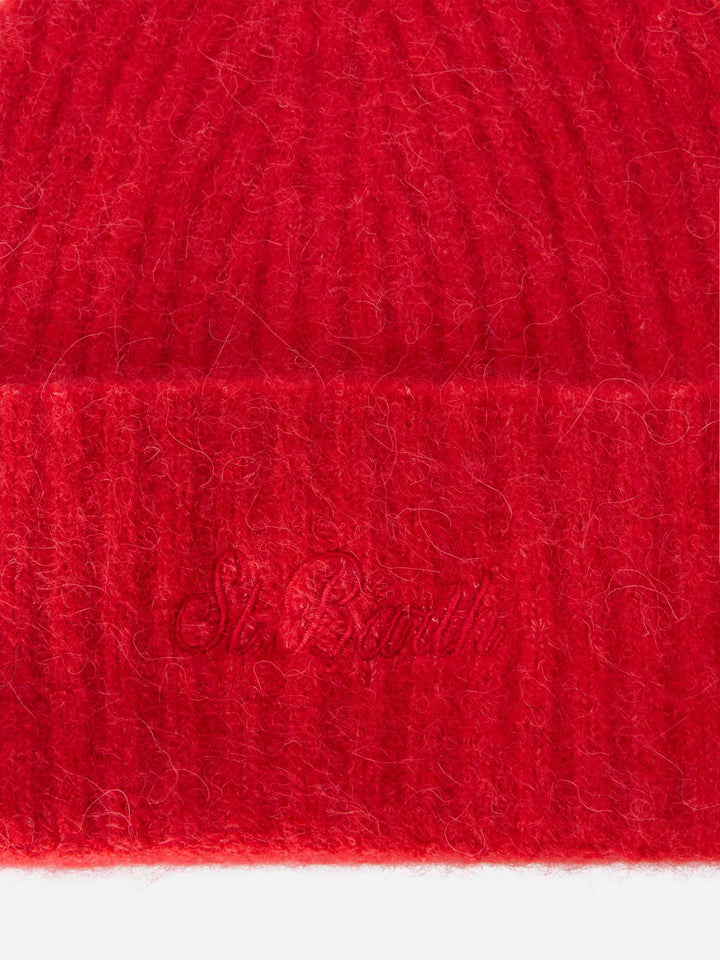 Red stretch alpaca hat Wengen