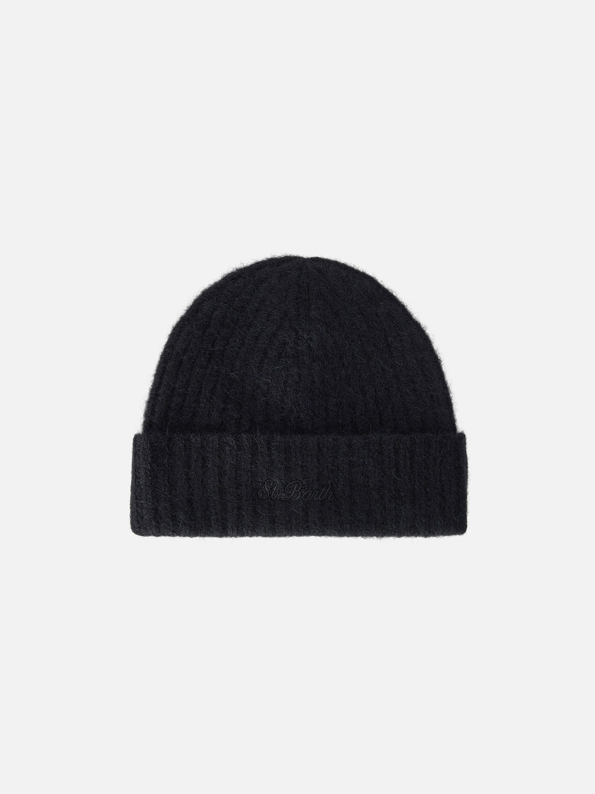 Schwarze Wengen Beanie aus Alpaka-Mix 