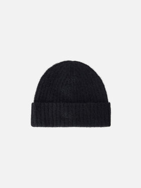 Schwarze Wengen Beanie aus Alpaka-Mix 