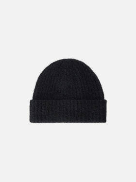 Schwarze Wengen Beanie aus Alpaka-Mix 