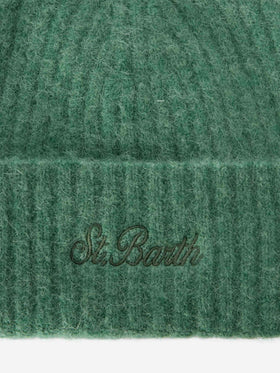 Sage green stretch alpaca hat Wengen