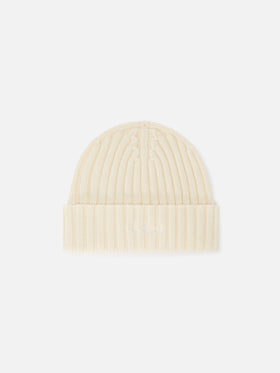 Off-white Wengen Woll-Beanie mit Logostickerei 