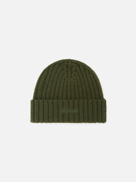 Bonnet Wengen en laine vert militaire avec logo brodé 