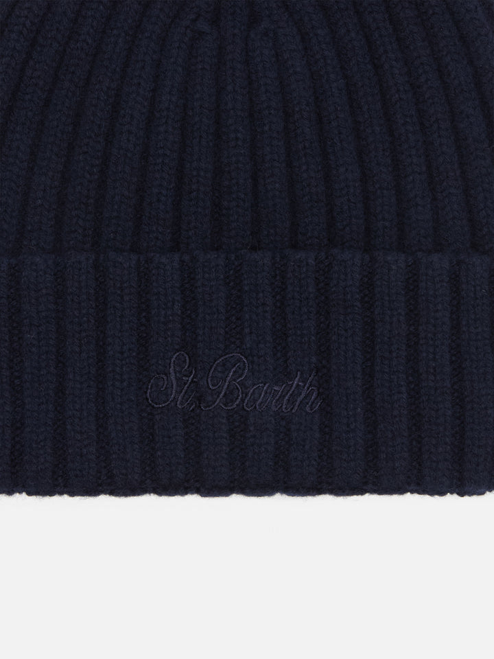 Bonnet en laine Night blue Wengen avec logo brodé 