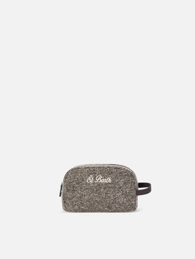 Neceser Grey Westwood de mezcla de lana con motivo de sarga 
