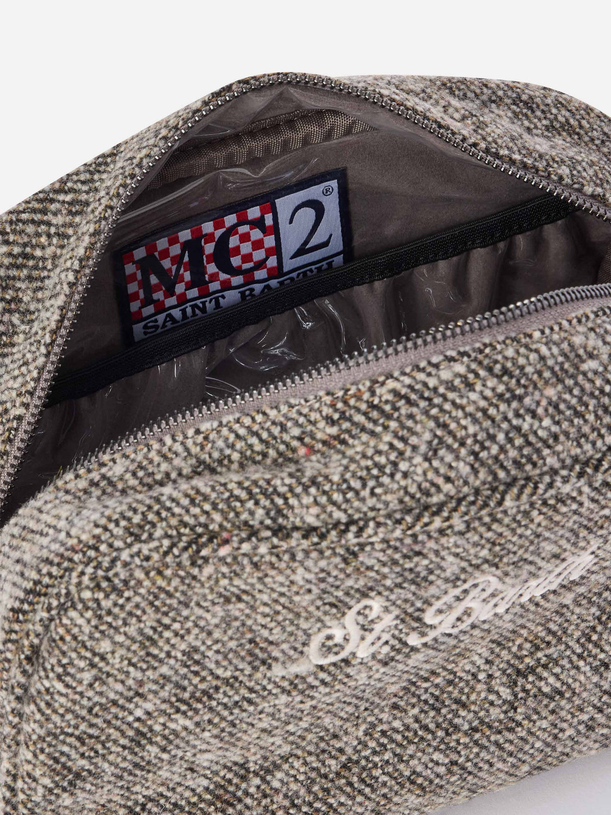 Neceser Grey Westwood de mezcla de lana con motivo de sarga 