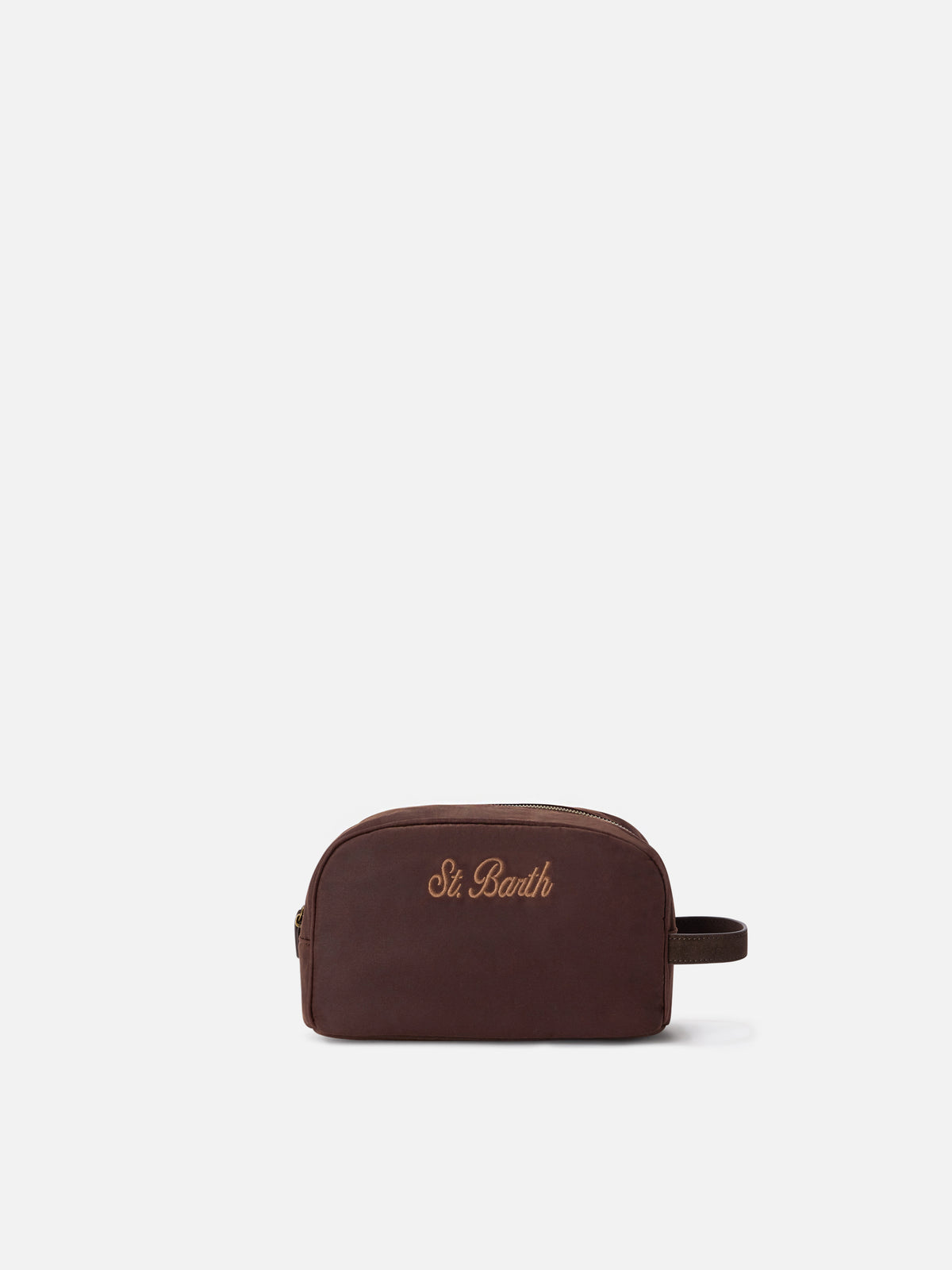 Trousse de beauté Westwood marron ciré avec logo brodé 