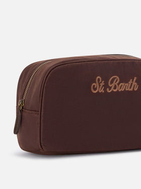 Trousse de beauté Westwood marron ciré avec logo brodé 