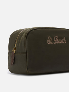 Trousse de toilette Westwood en tissu ciré vert militaire avec logo brodé 