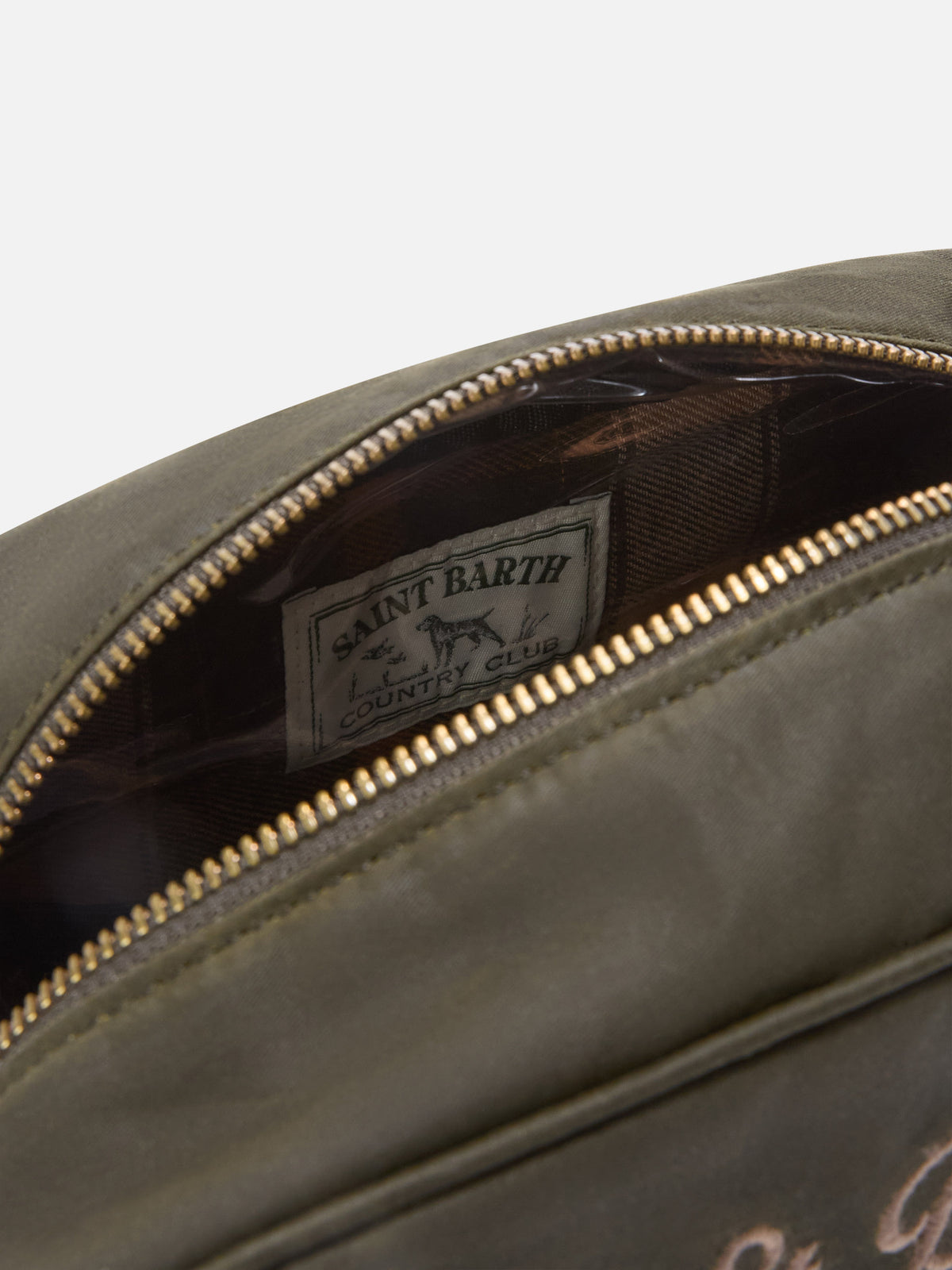Trousse de toilette Westwood en tissu ciré vert militaire avec logo brodé 