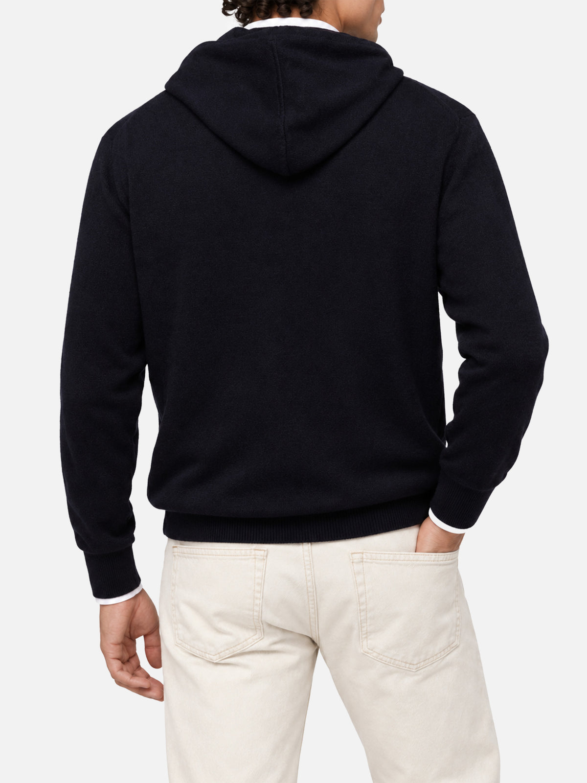 Navy blue Wood hoodie with St. Barth College jacquard