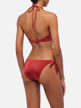 Shimmer brick red bandeau bikini Dhalia Yali