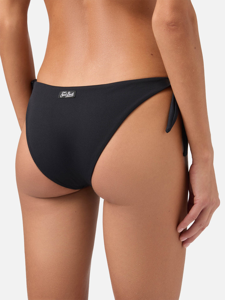 Black ribbed classic swim briefs Yali