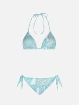 Wassergrüner Damen-Triangel-Bikini mit Paisley-Muster Leah Yali