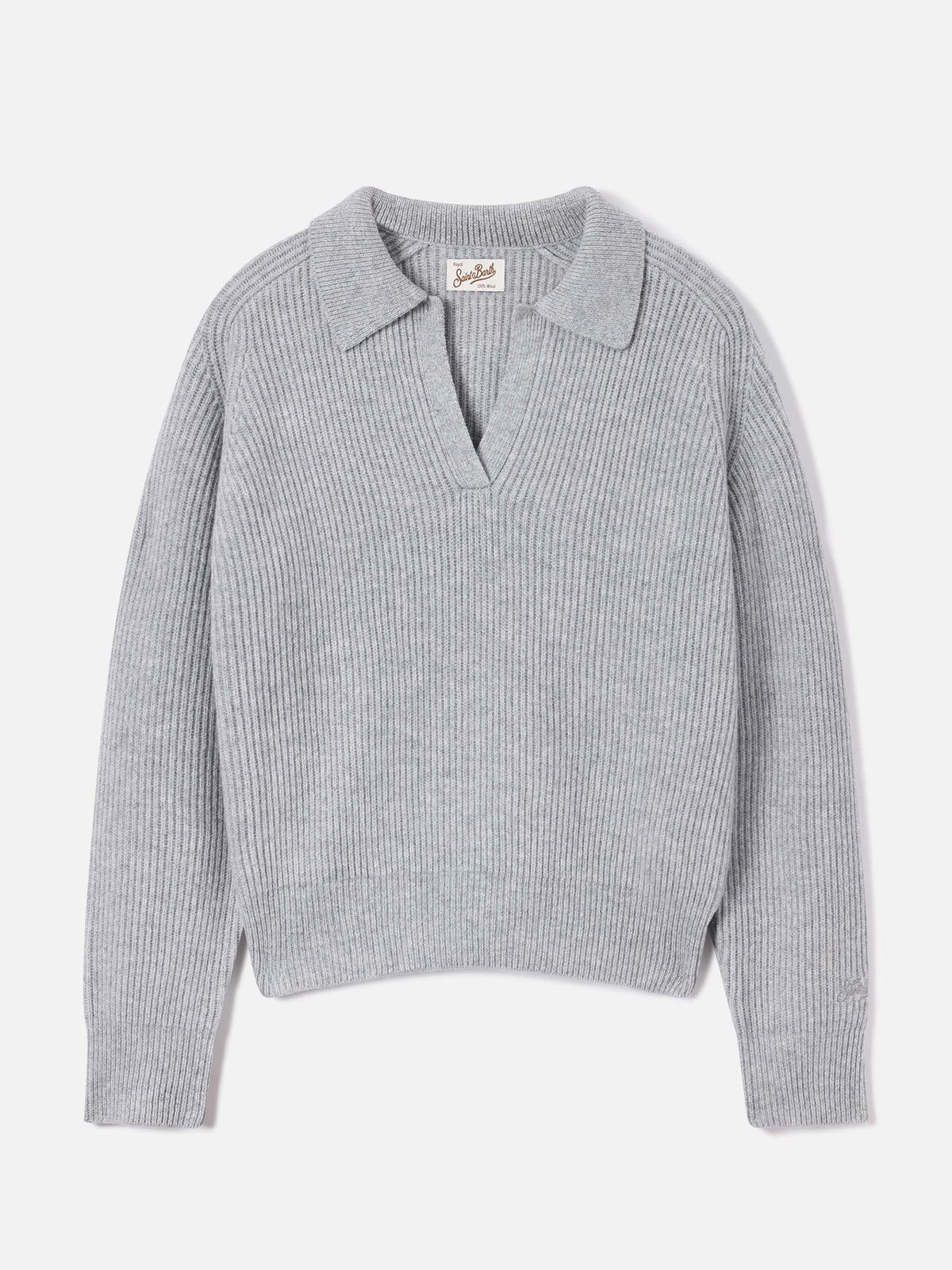 Grey Yaoni wool polo collar knit