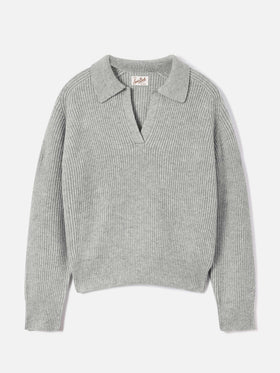 Maglia Yaoni grigia in lana con collo polo