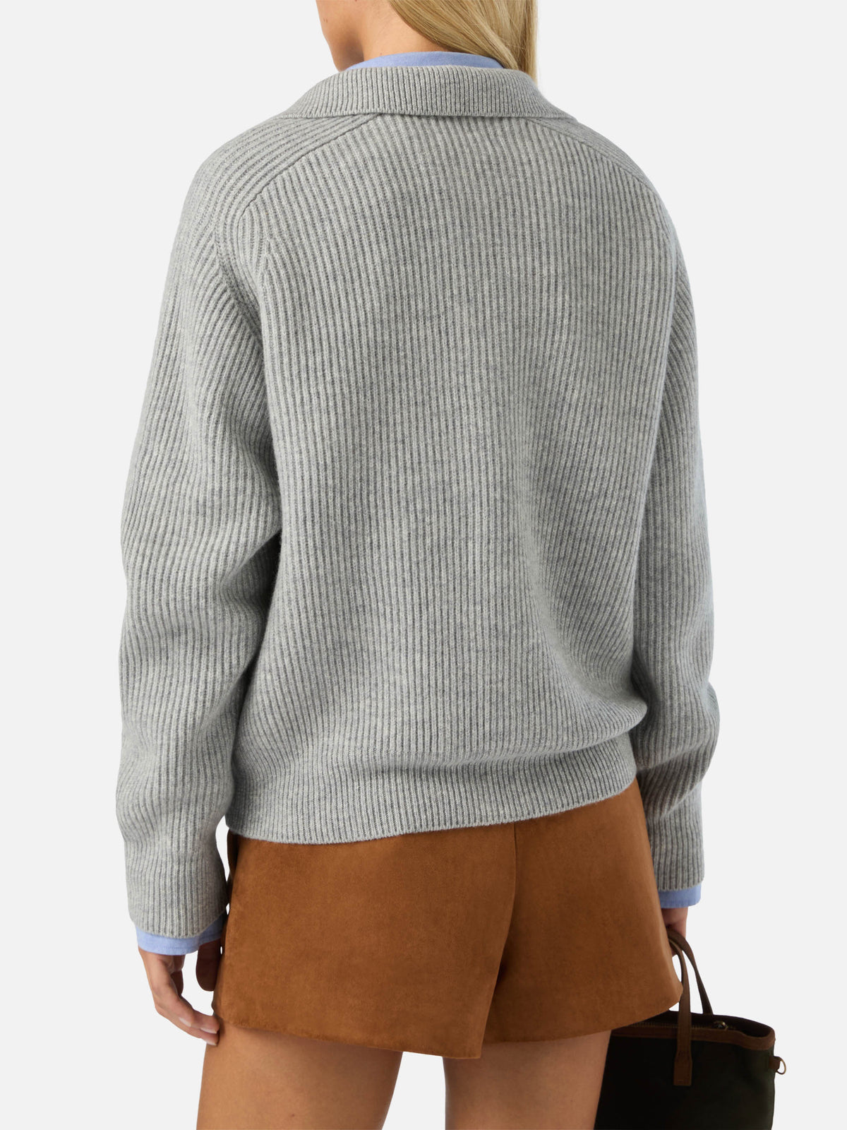 Maglia Yaoni grigia in lana con collo polo