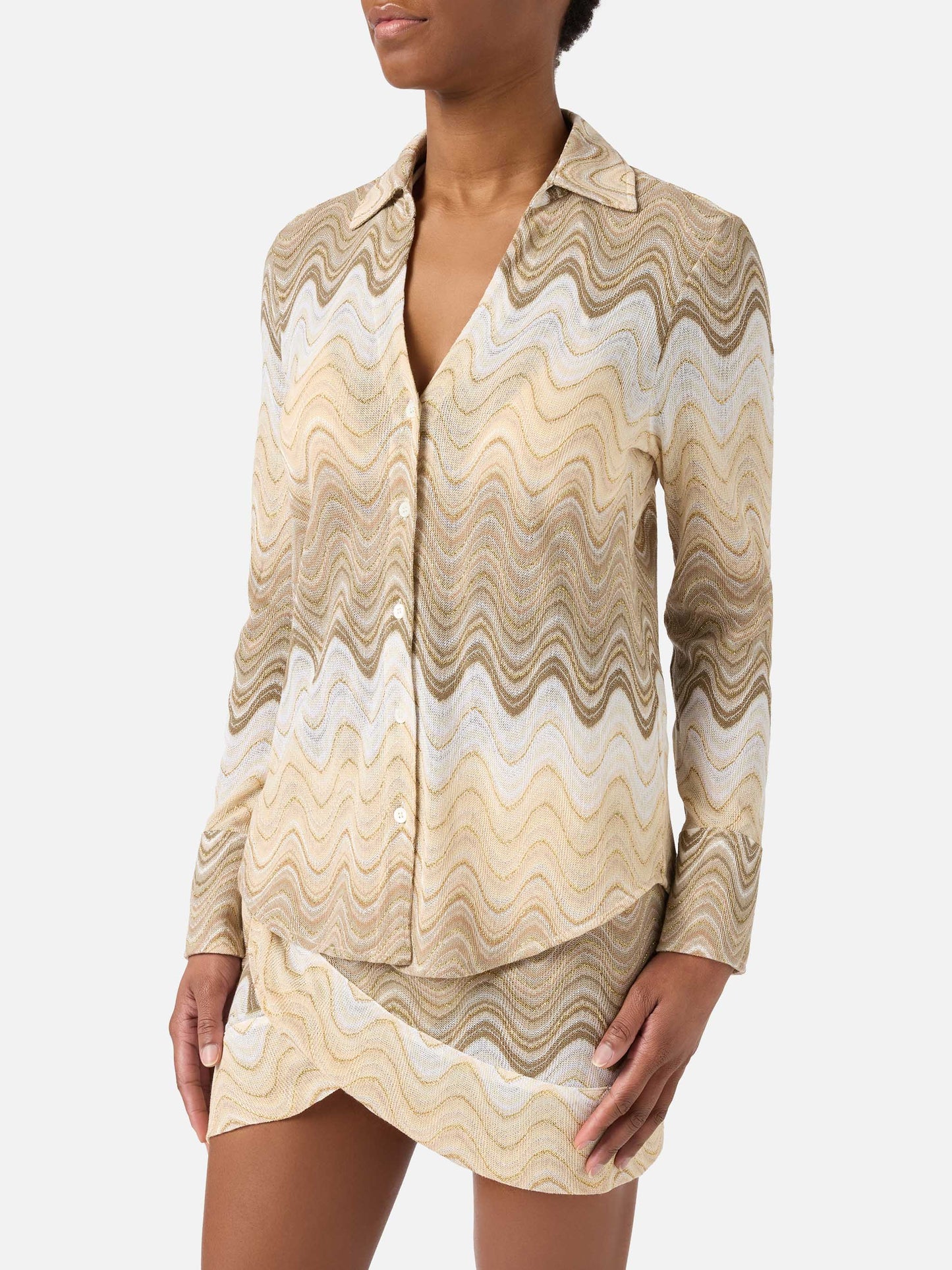 Joys degradé raschel shirt with wave pattern