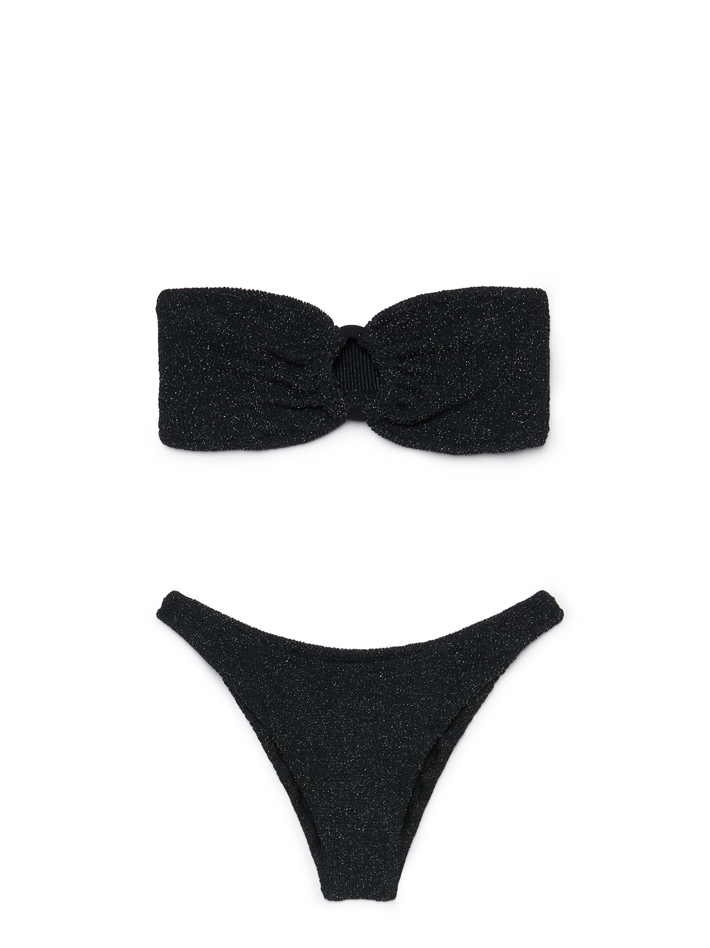 Bikini a fascia Yulia Elise in crinkle lurex nero