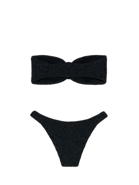 Bandeau bikini Yulia Elise in black crinkle lurex