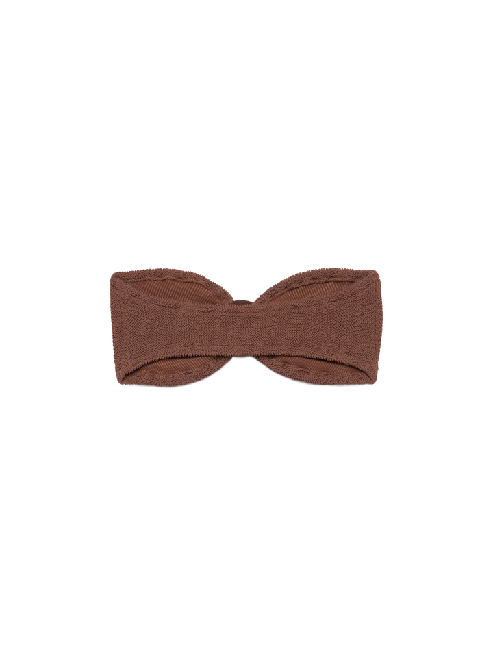 Yulia top bikini a fascia in tessuto crinkle marrone