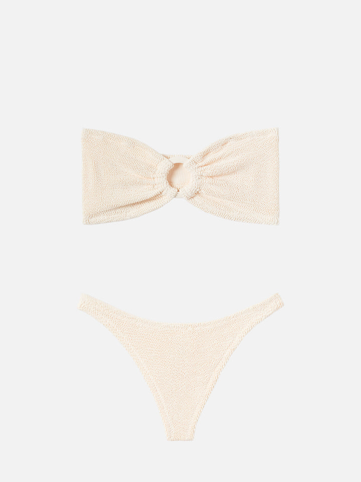 Bandeau-Bikini Yulia Naomi in Crinkle-Beige