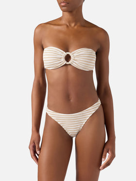 Bikini a fascia Yulia Elise in tessuto crinkle con stampa a righe