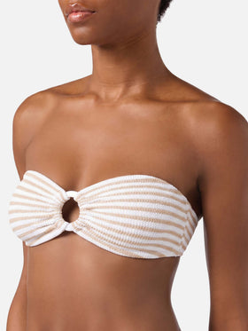 Bikini a fascia Yulia Elise in tessuto crinkle con stampa a righe