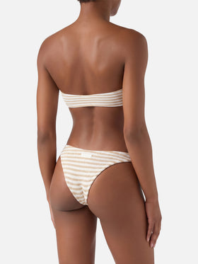 Bikini a fascia Yulia Elise in tessuto crinkle con stampa a righe