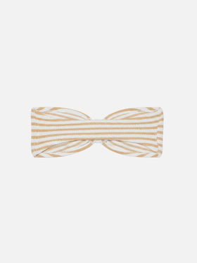 Yulia crinkle bandeau top with striped print