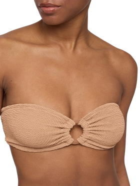 Yulia camel brown crinkle bandeau top