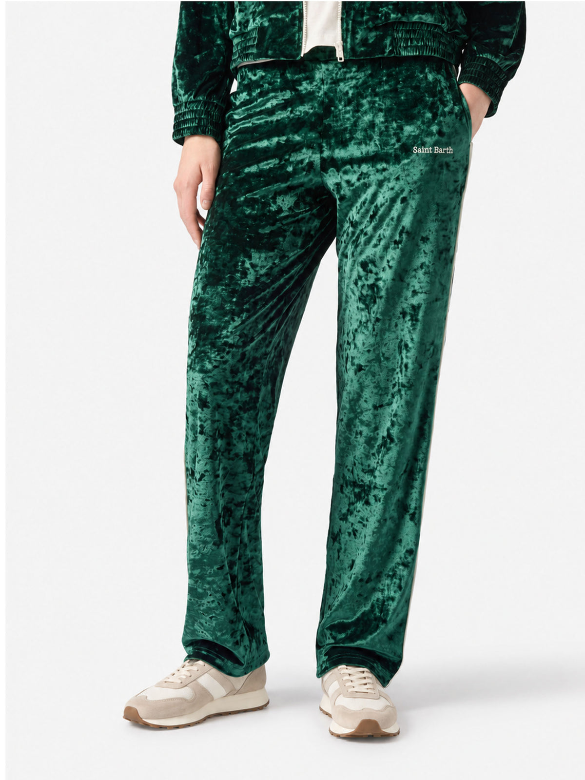 Pantalones Yvonne de chenilla verde 