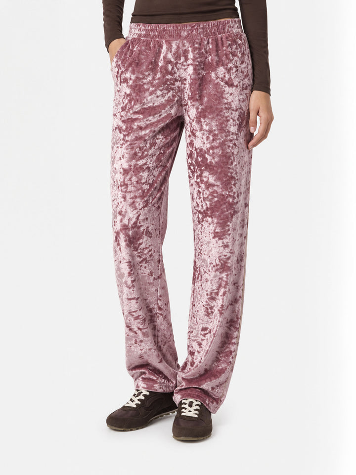 Pantaloni Yvonne in ciniglia rosa