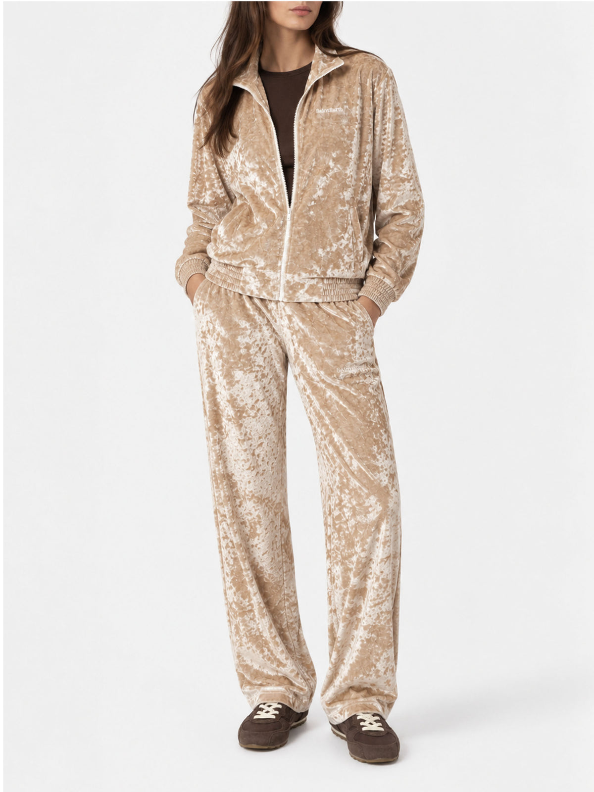 Pantalon de jogging Yvonne en chenille beige 