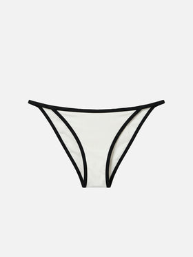 Zephire String brazilian bikini bottoms in cream with contrasting trim