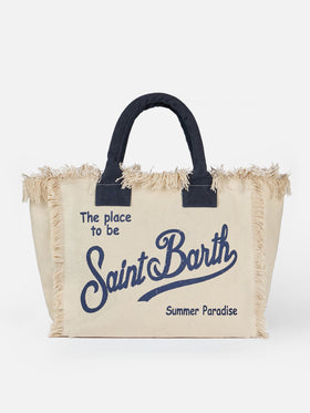 Borsa a spalla Vanity in canvas di cotone off-white