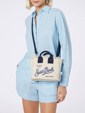 Borsa Mini Vanity in canvas di cotone off-white