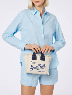 Borsa Mini Vanity in canvas di cotone off-white
