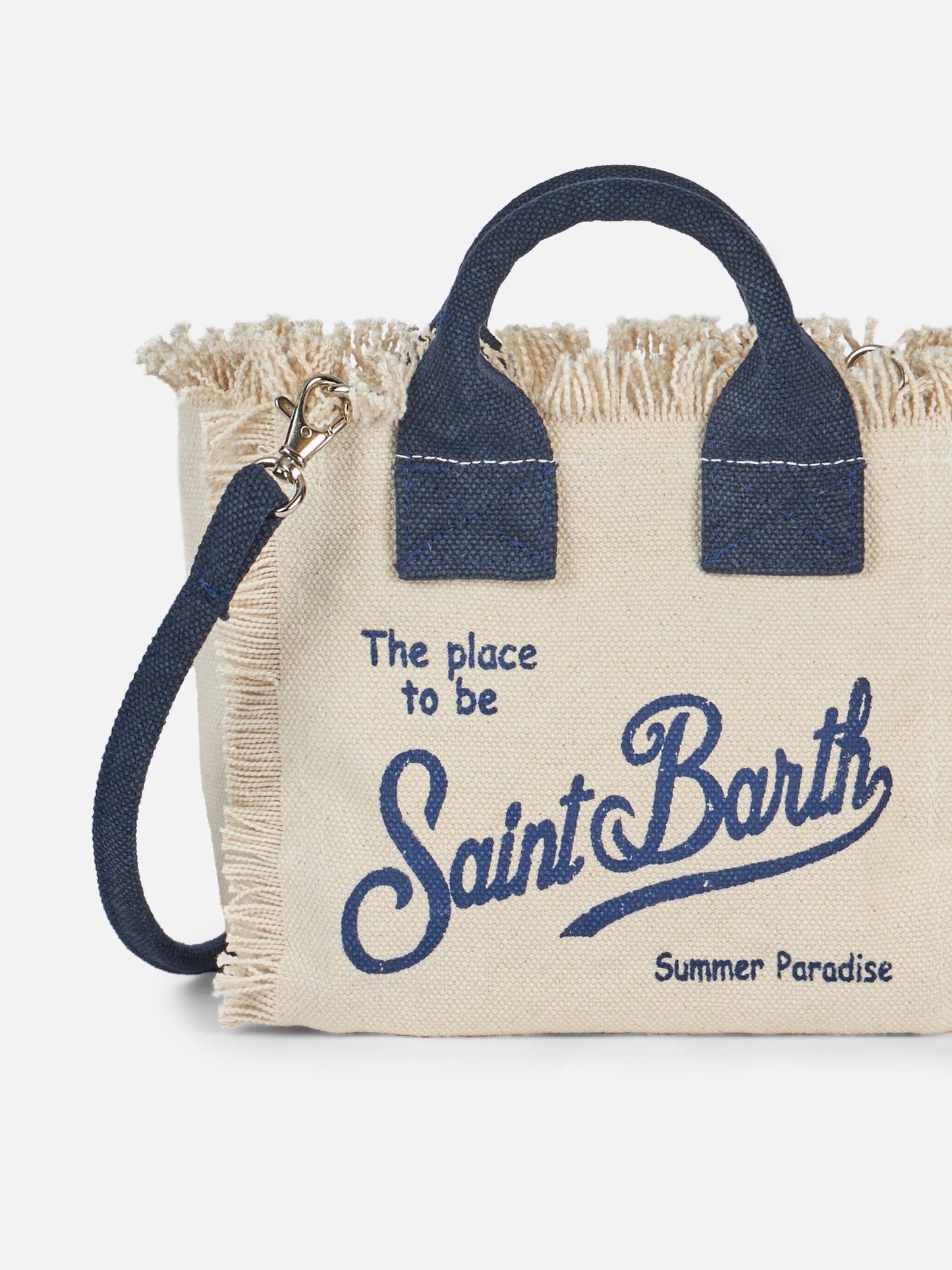 Borsa Mini Vanity in canvas di cotone off-white