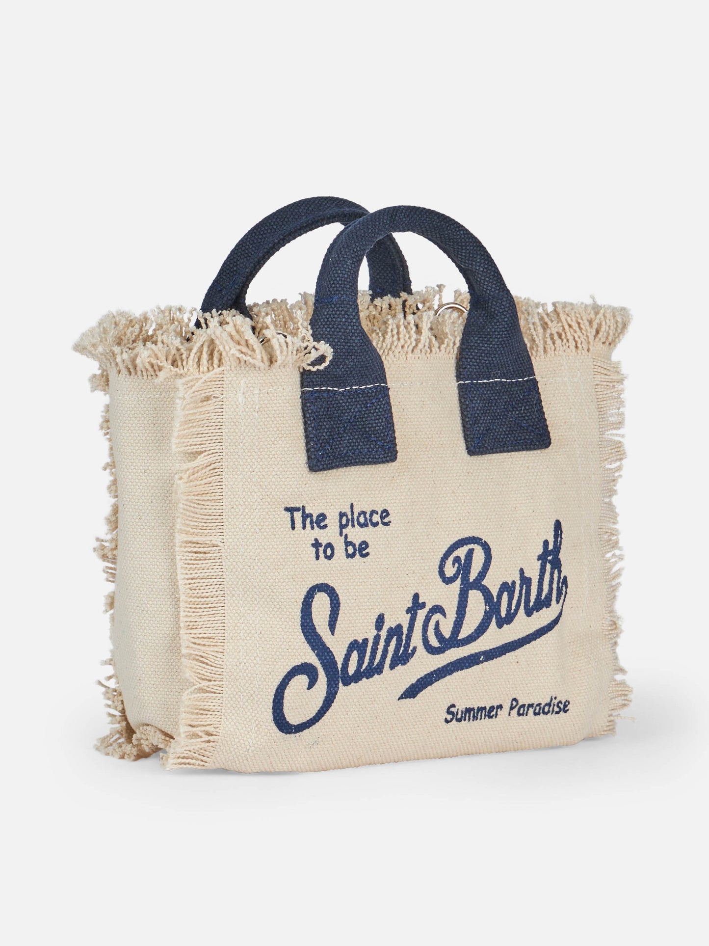 Borsa Mini Vanity in canvas di cotone off-white